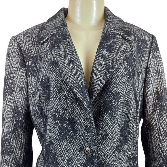 Lovely Gray & Black Floral Patterned Blazer Jacket Women’s - Picture 5 of 8